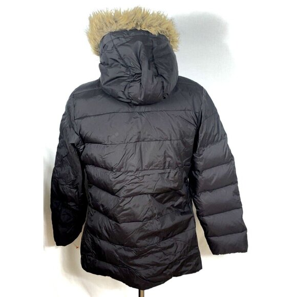 Lands' End Down Puffer Jacket Coat Brown Women Sz S 6-8 Zip Faux Fur Trim - Picture 6 of 8